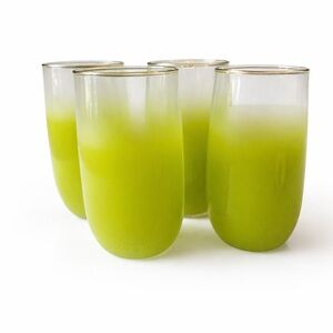 Set of 4 Blendo MCM Green Ombre Glass Tumblers